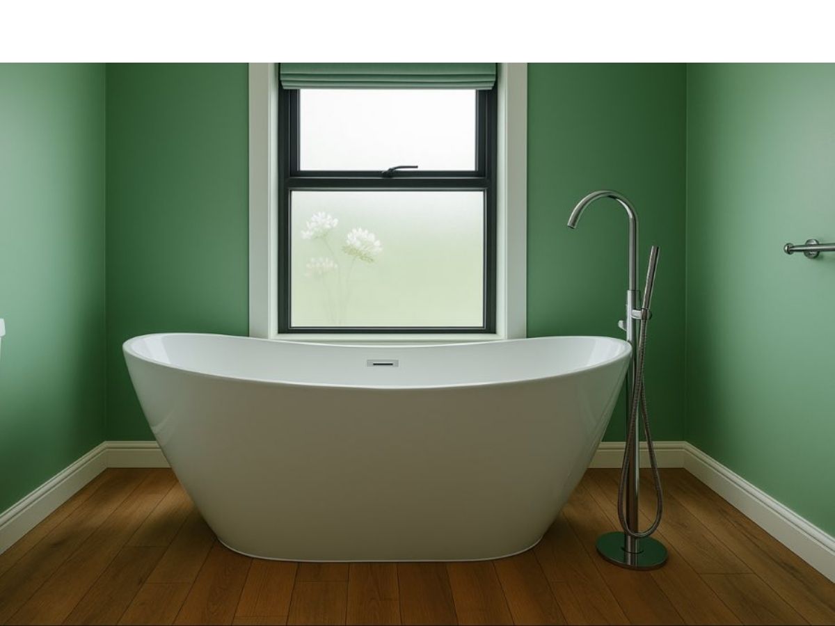 new-bathroom-installation-rotherham.jpg (4) New modern white bathtub installed during a complete bathroom renovation in Rotherham by MB Heating Solutions